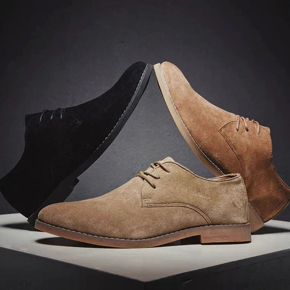 Men's Suede Lace-Up Derby Shoes Minimalist Smart Casual, Khaki