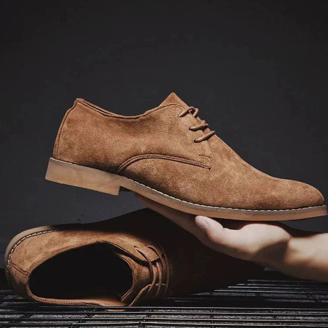 Men's Suede Lace-Up Derby Shoes Minimalist Smart Casual, Khaki - Brown