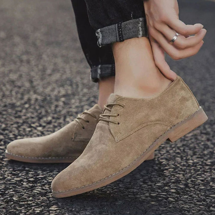 Men's Suede Lace-Up Derby Shoes Minimalist Smart Casual, Khaki - Khaki