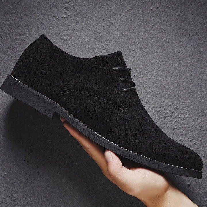 Men's Suede Lace-Up Derby Shoes Minimalist Smart Casual, Khaki - Black