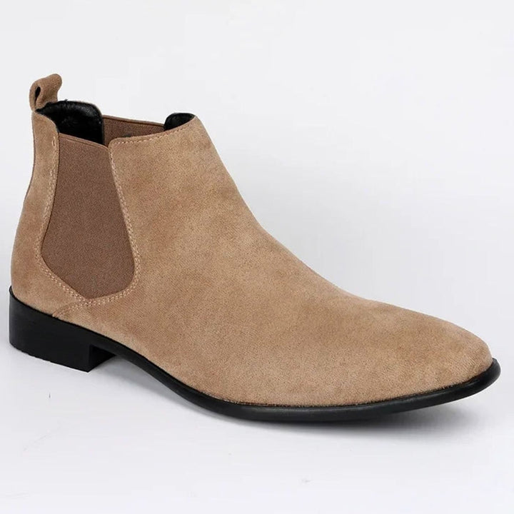 Men's Suede Pull-On Ankle Chelsea Boots, Beige - Beige