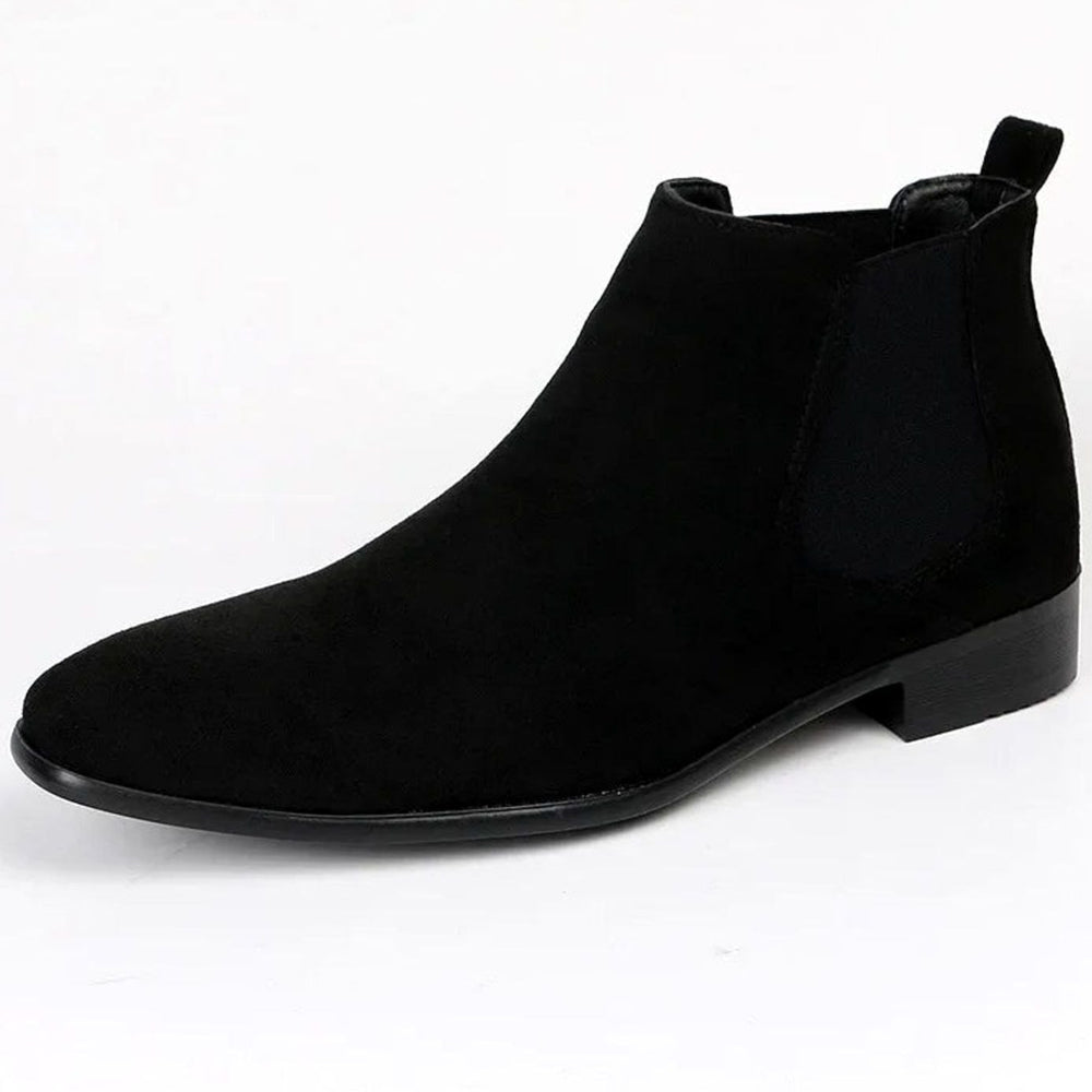 Men's Suede Pull-On Ankle Chelsea Boots, Beige