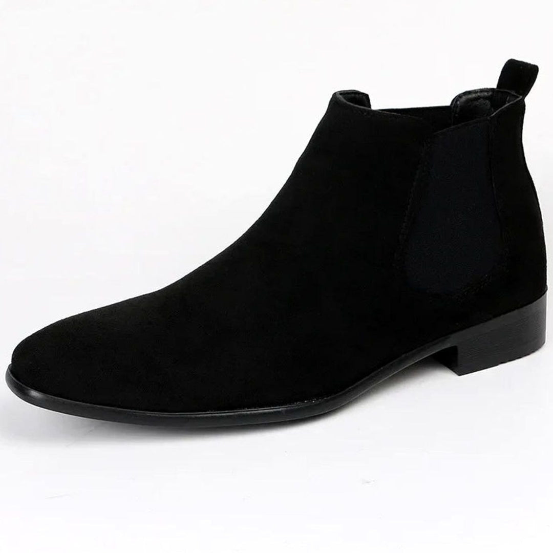 Men's Suede Pull-On Ankle Chelsea Boots, Beige