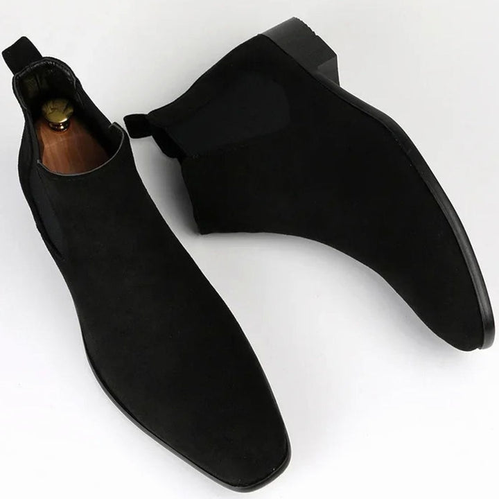 Men's Suede Pull-On Ankle Chelsea Boots, Beige