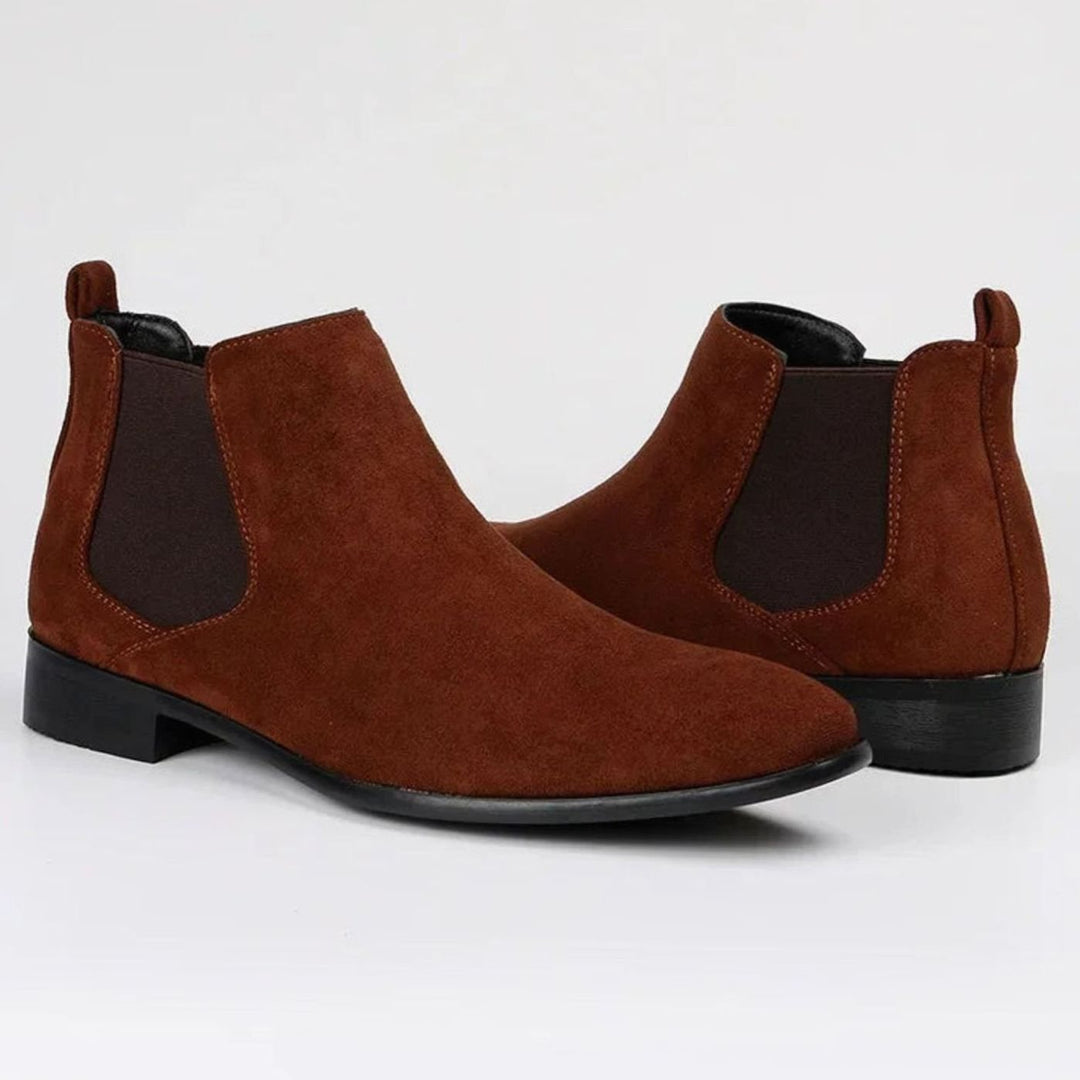 Men's Suede Pull-On Ankle Chelsea Boots, Beige