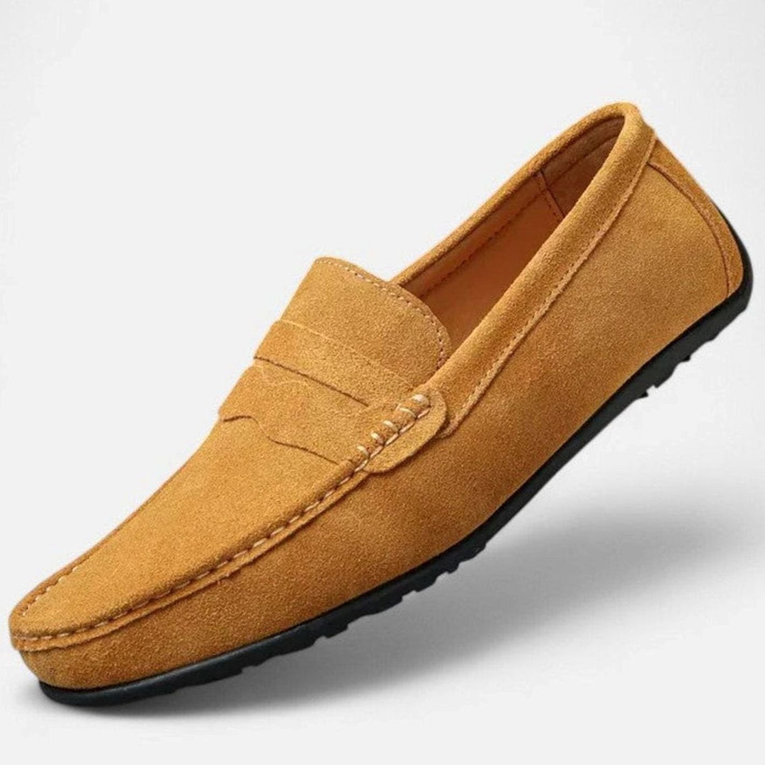 Men's Suede Slip-On Penny Loafers Flexible Sole