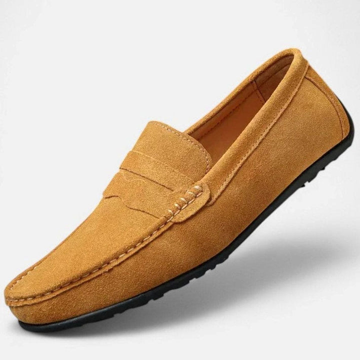 Men's Suede Slip-On Penny Loafers Flexible Sole