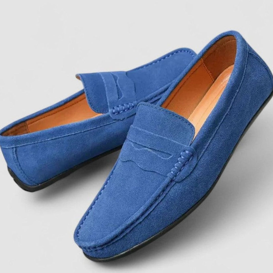 Men's Suede Slip-On Penny Loafers Flexible Sole