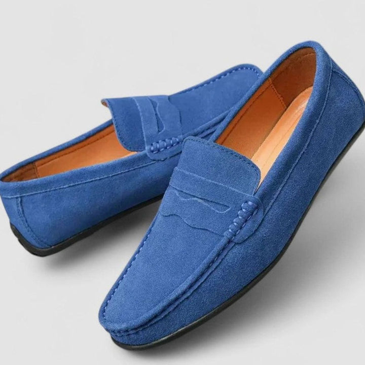 Men's Suede Slip-On Penny Loafers Flexible Sole