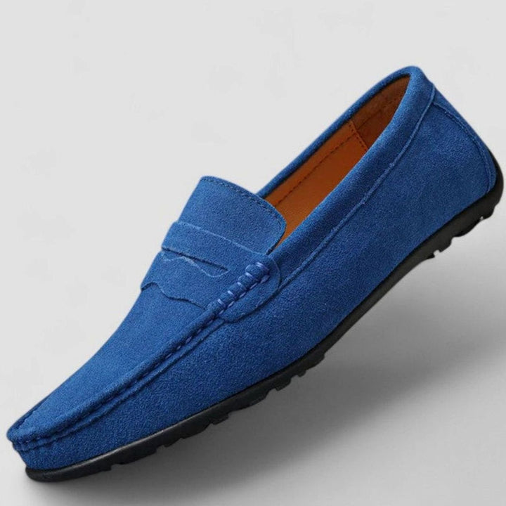 Men's Suede Slip-On Penny Loafers Flexible Sole