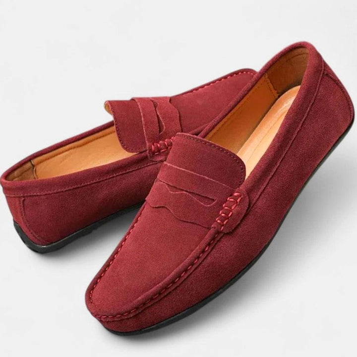 Men's Suede Slip-On Penny Loafers Flexible Sole