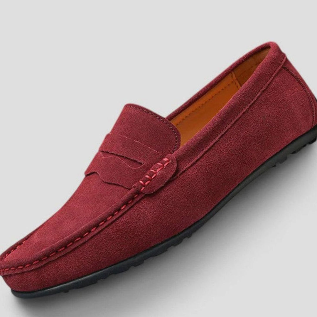 Men's Suede Slip-On Penny Loafers Flexible Sole