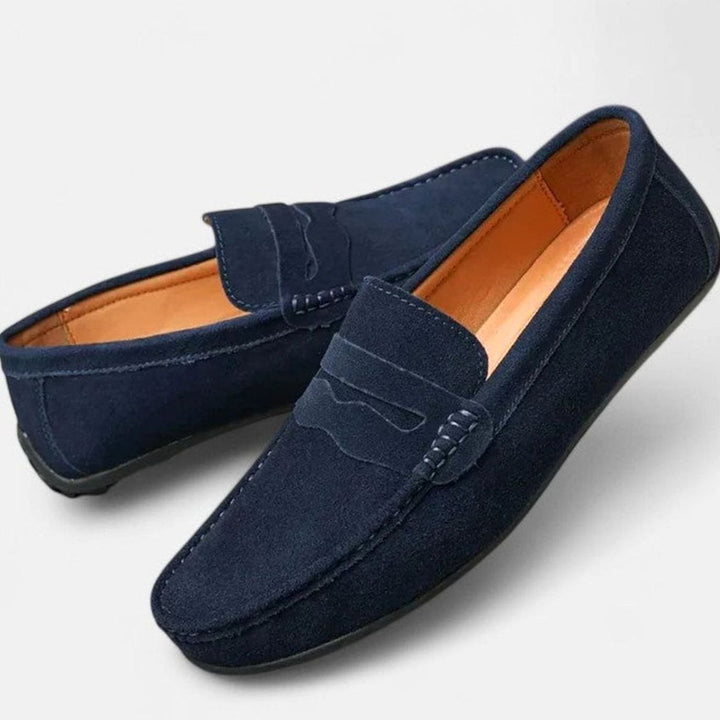 Men's Suede Slip-On Penny Loafers Flexible Sole