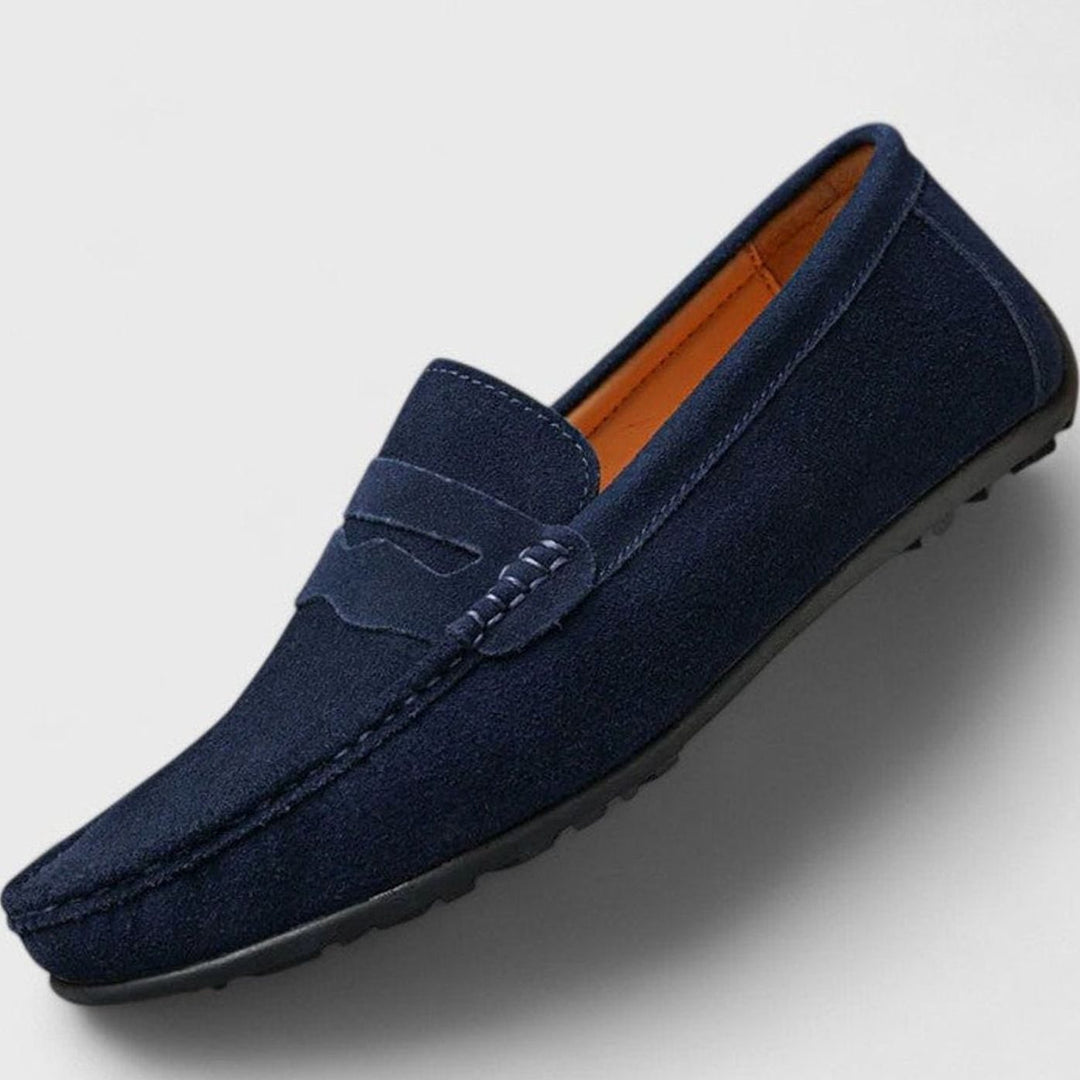 Men's Suede Slip-On Penny Loafers Flexible Sole
