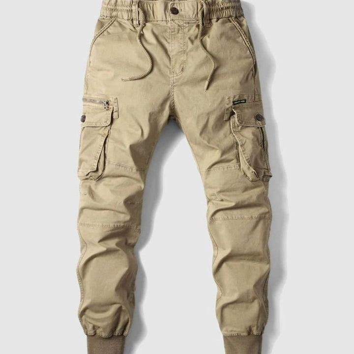 Men's Tactical Cargo Jogger Trousers Elasticated Drawstring Waist II - Khaki