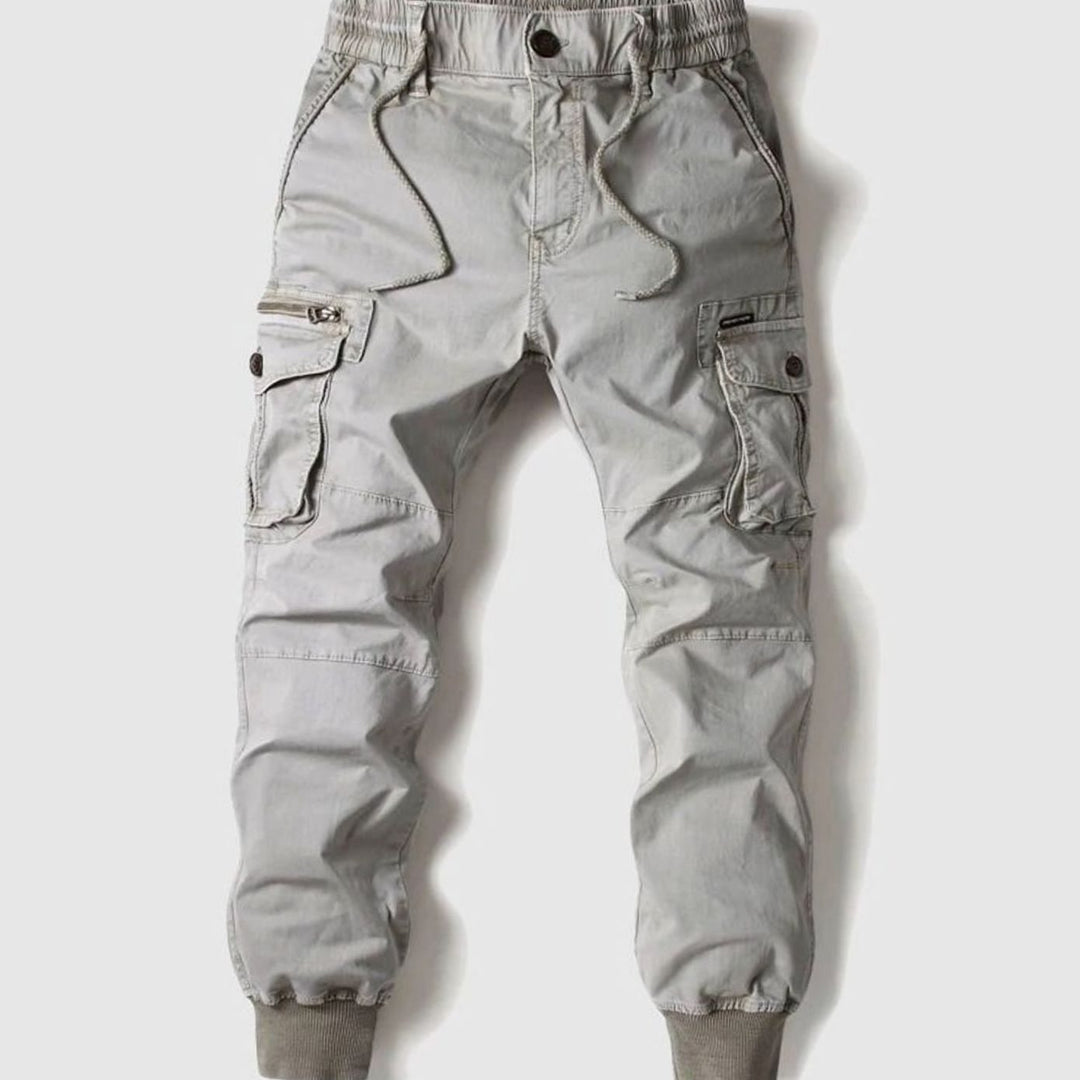 Men's Tactical Cargo Jogger Trousers Elasticated Drawstring Waist Taktische - Grey