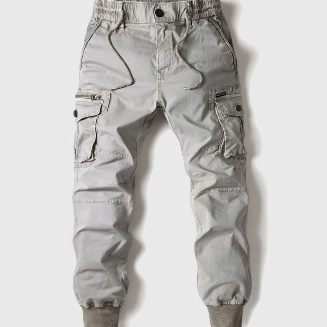 Men's Tactical Cargo Jogger Trousers Elasticated Drawstring Waist II - Grey