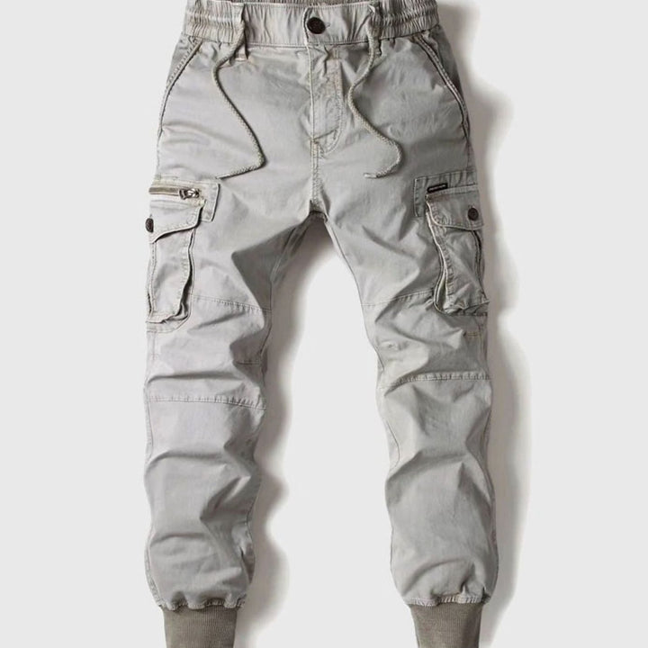 Men's Tactical Cargo Jogger Trousers Elasticated Drawstring Waist II - Grey