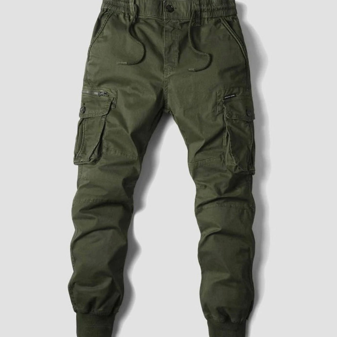 Men's Tactical Cargo Jogger Trousers Elasticated Drawstring Waist II - Green