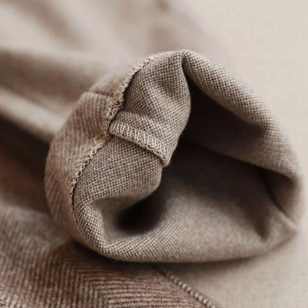 Men's Tailored Herringbone Ankle-Length Pleated Trousers