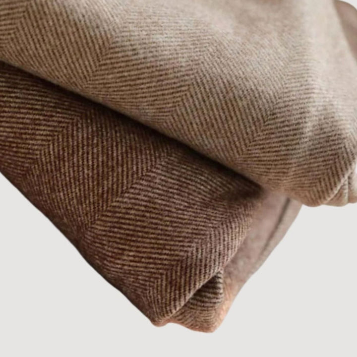 Men's Tailored Herringbone Ankle-Length Pleated Trousers