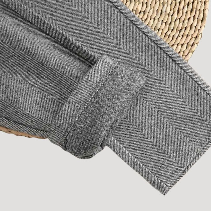 Men's Tailored Herringbone Ankle-Length Pleated Trousers - Grey