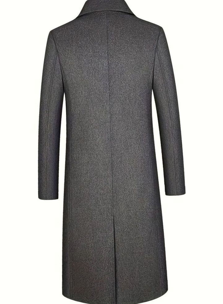Men's Tailored Quilted-Lined Long Wool Overcoat