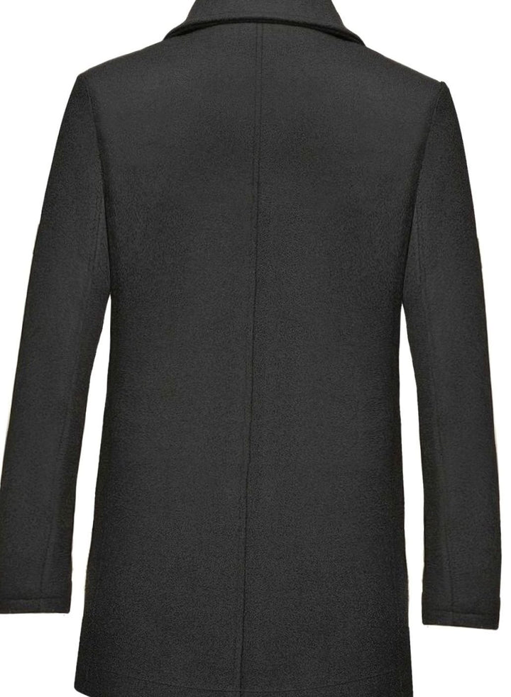 Men's Tailored Single-Breasted Wool Overcoat Detachable Scarf
