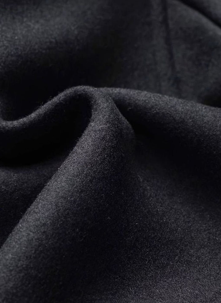 Men's Tailored Single-Breasted Wool Overcoat Detachable Scarf