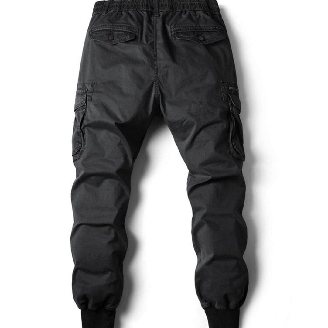 Men's Tapered-Fit Elasticated-Waist Cargo Jogger Trousers, Dark Grey