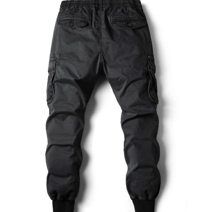 Men's Tapered-Fit Elasticated-Waist Cargo Jogger Trousers, Dark Grey