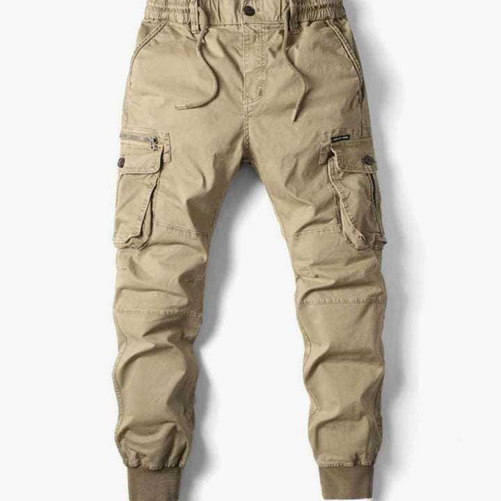 Men's Tapered-Fit Elasticated-Waist Cargo Jogger Trousers, Dark Grey