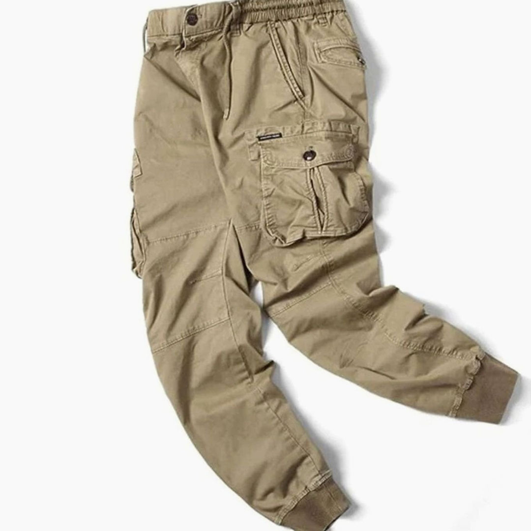 Men's Tapered-Fit Elasticated-Waist Cargo Jogger Trousers, Dark Grey