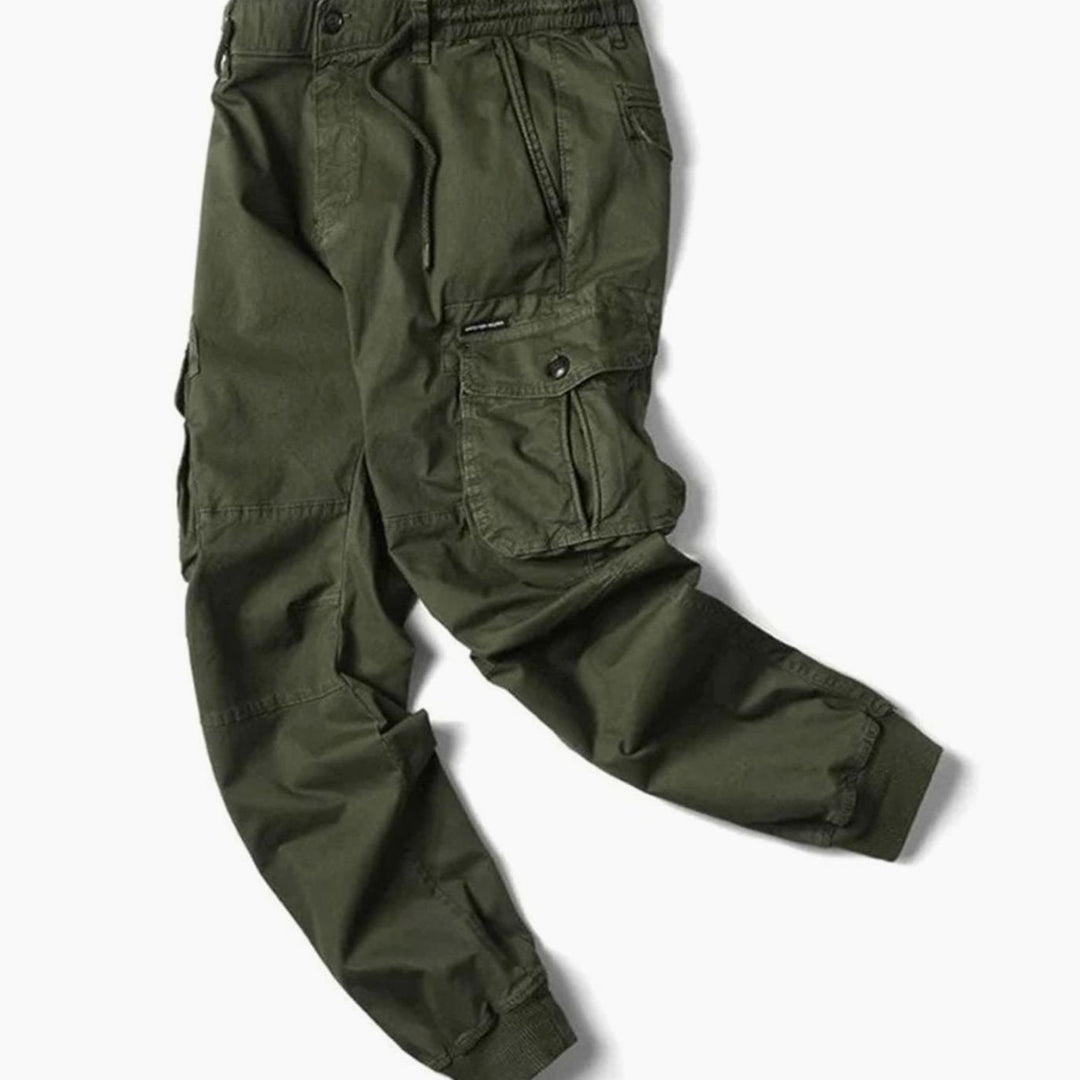 Men's Tapered-Fit Elasticated-Waist Cargo Jogger Trousers, Dark Grey