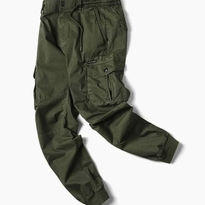 Men's Tapered-Fit Elasticated-Waist Cargo Jogger Trousers, Dark Grey