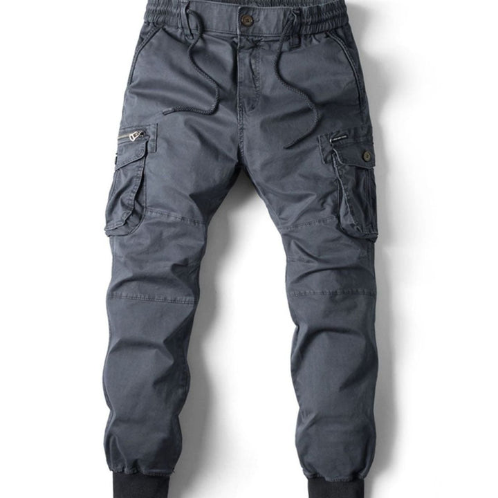 Men's Tapered-Fit Elasticated-Waist Cargo Jogger Trousers, Dark Grey - Dark Grey