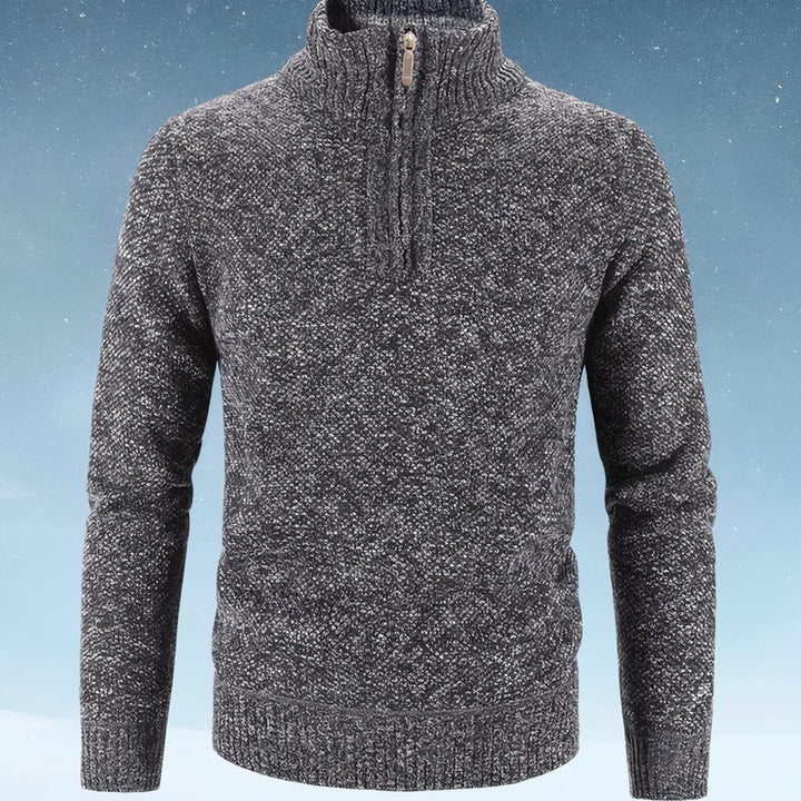 Men's Turtleneck Textured Knitted Sweater - Dark Grey