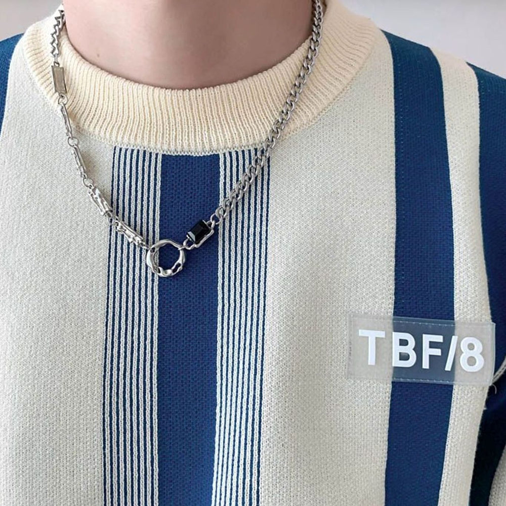 Men's Vertical Striped Long Sleeve Knitted Sweater