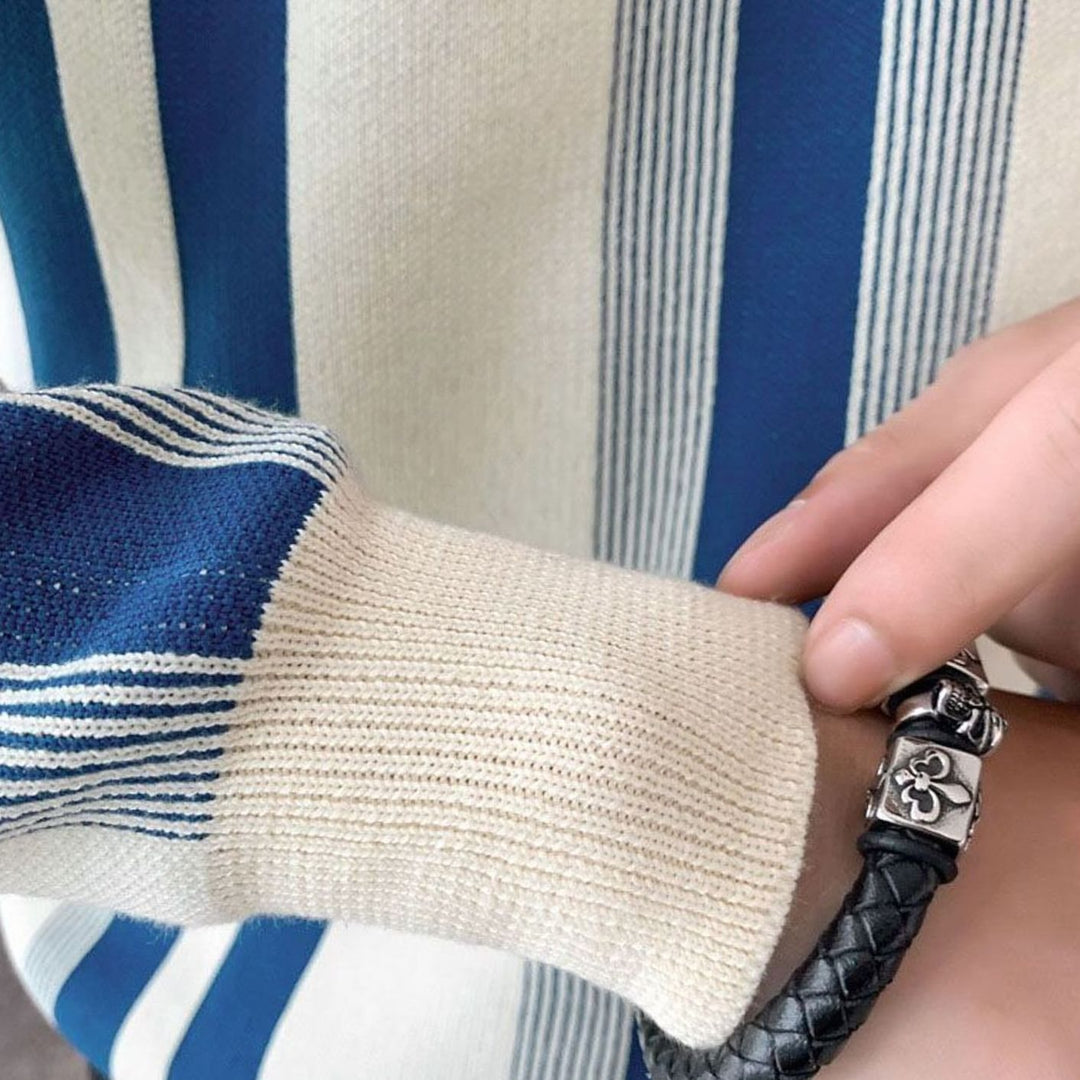 Men's Vertical Striped Long Sleeve Knitted Sweater
