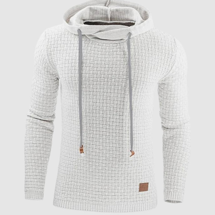 Men's Vintage Textured Drawstring Pullover Hoodie - White