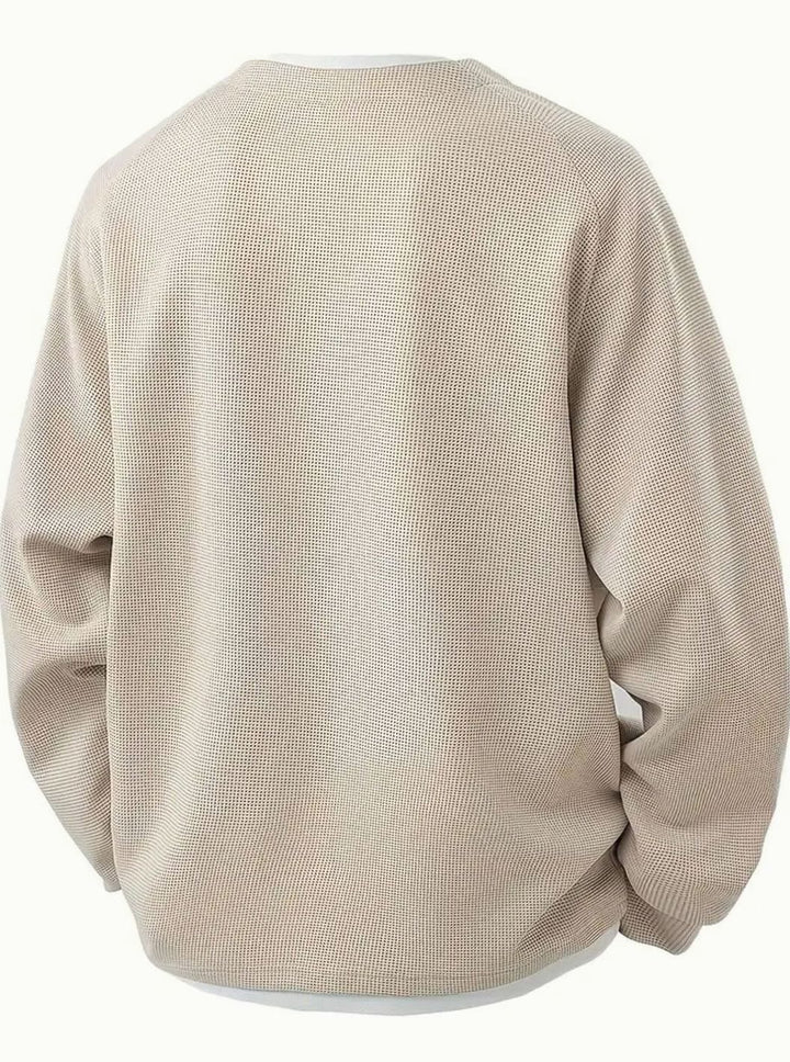 Men's Waffle-Knit Layered Long-Sleeve Jumper