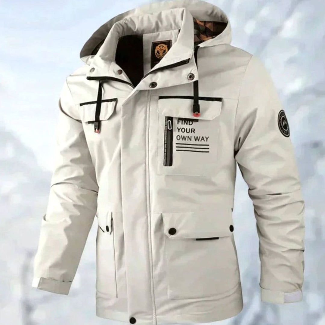 Men's Waterproof Windproof Padded Hooded Outdoor Parka Jacket - White