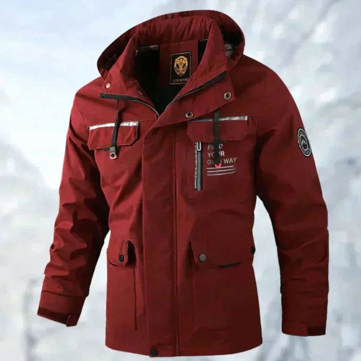 Men's Waterproof Windproof Padded Hooded Outdoor Parka Jacket - Red