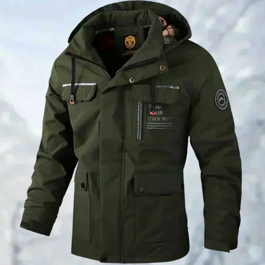 Men's Waterproof Windproof Padded Hooded Outdoor Parka Jacket - Green