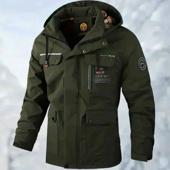 Men's Waterproof Windproof Padded Hooded Outdoor Parka Jacket - Green