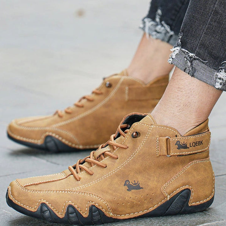 Men's Wide-Fit Ankle Lace-Up Casual Leather Boots