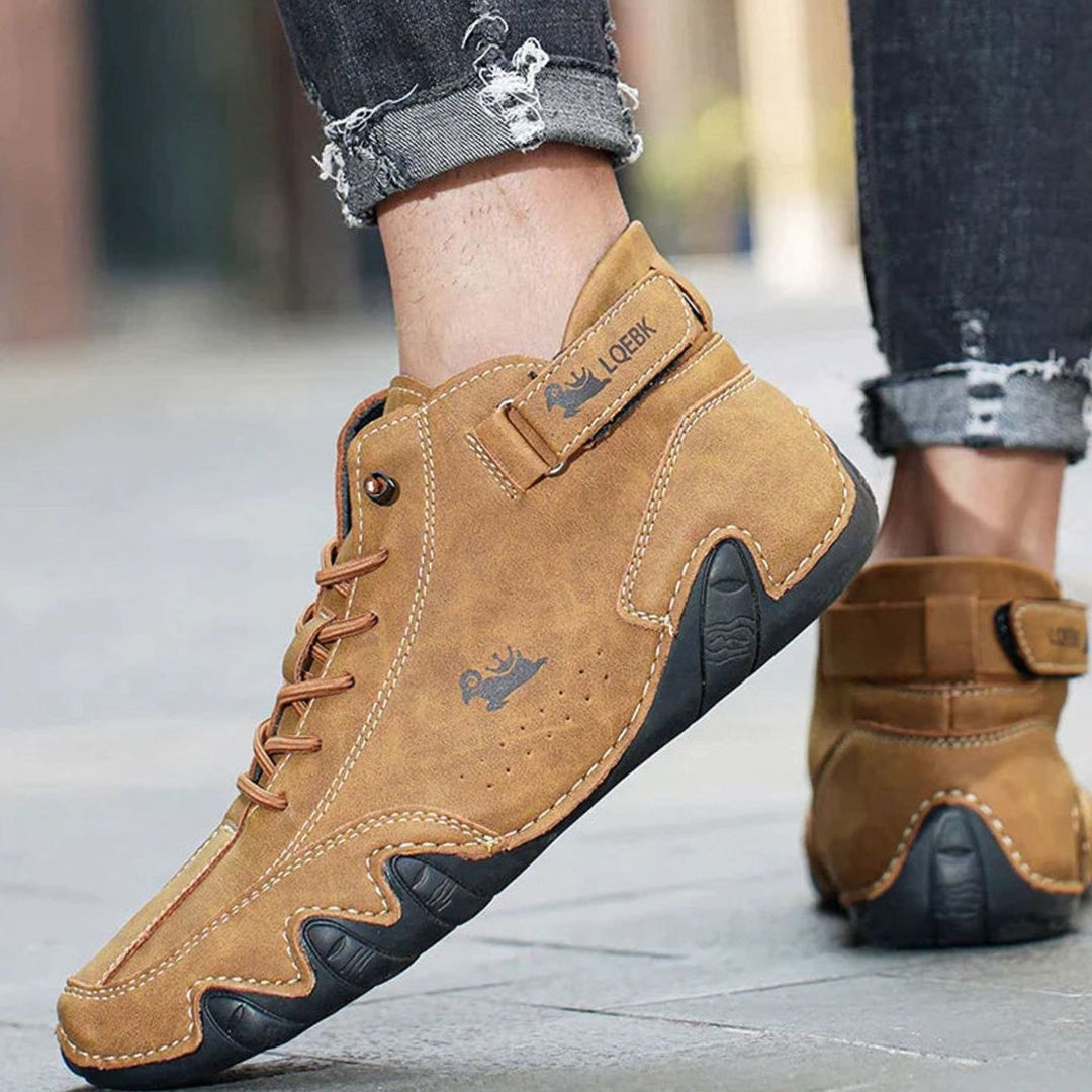 Men's Wide-Fit Ankle Lace-Up Casual Leather Boots