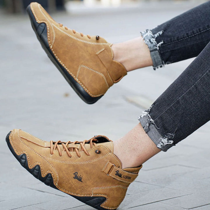 Men's Wide-Fit Ankle Lace-Up Casual Leather Boots