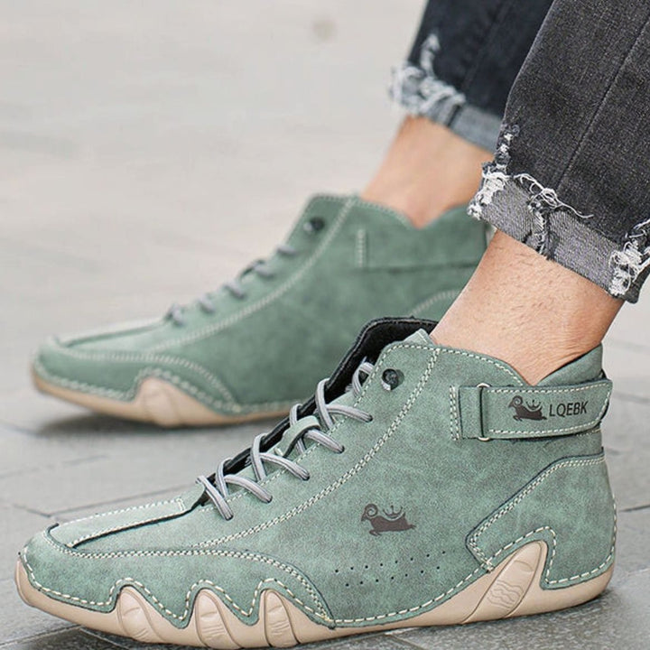 Men's Wide-Fit Ankle Lace-Up Casual Leather Boots