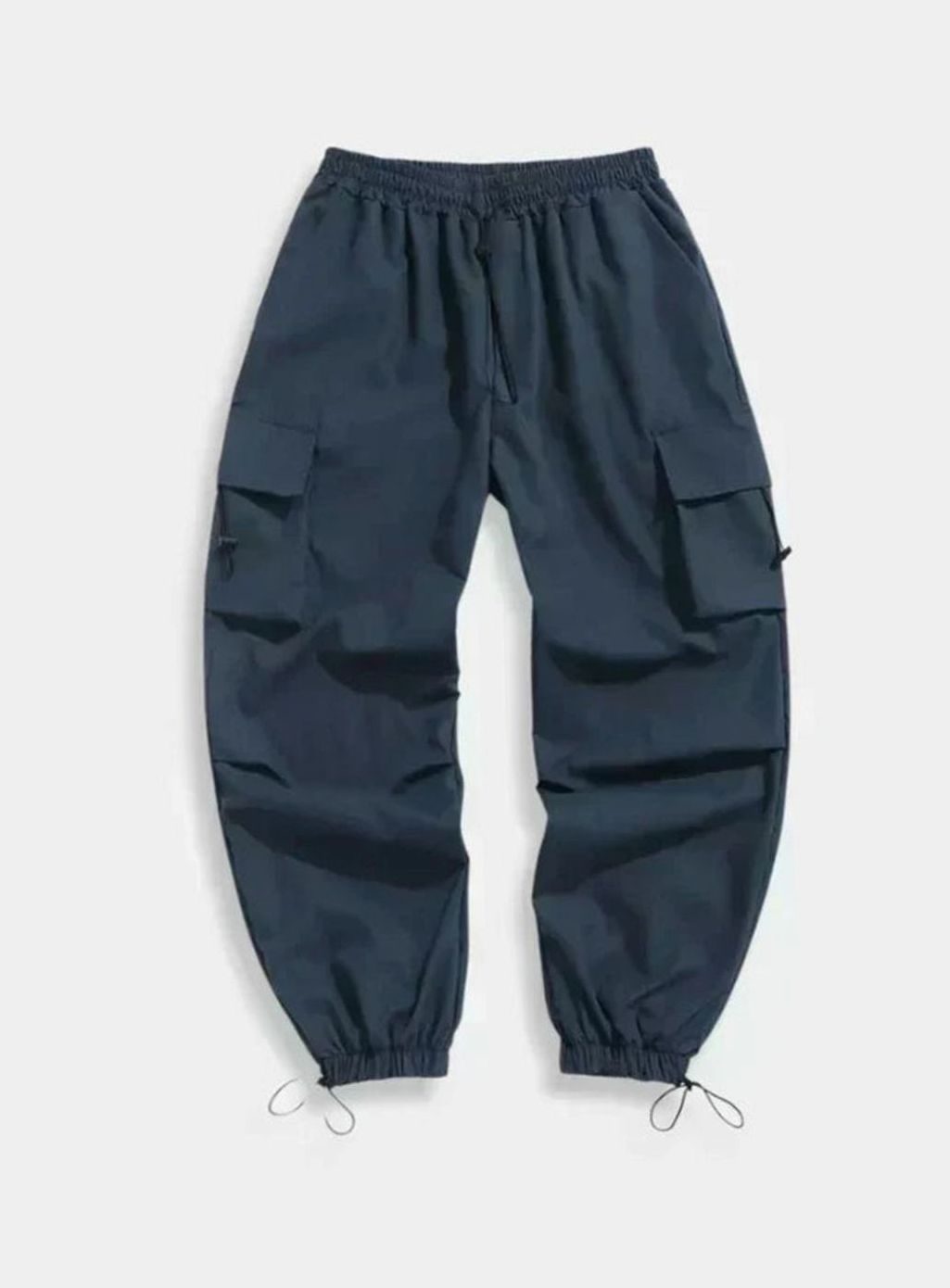 Men's Wide-Leg Drawstring Cargo Trousers Elasticated Waist